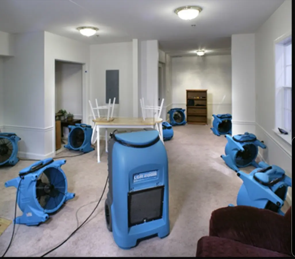 Air movers and dehumidifier setup for Water Extraction & Removal in Centralia